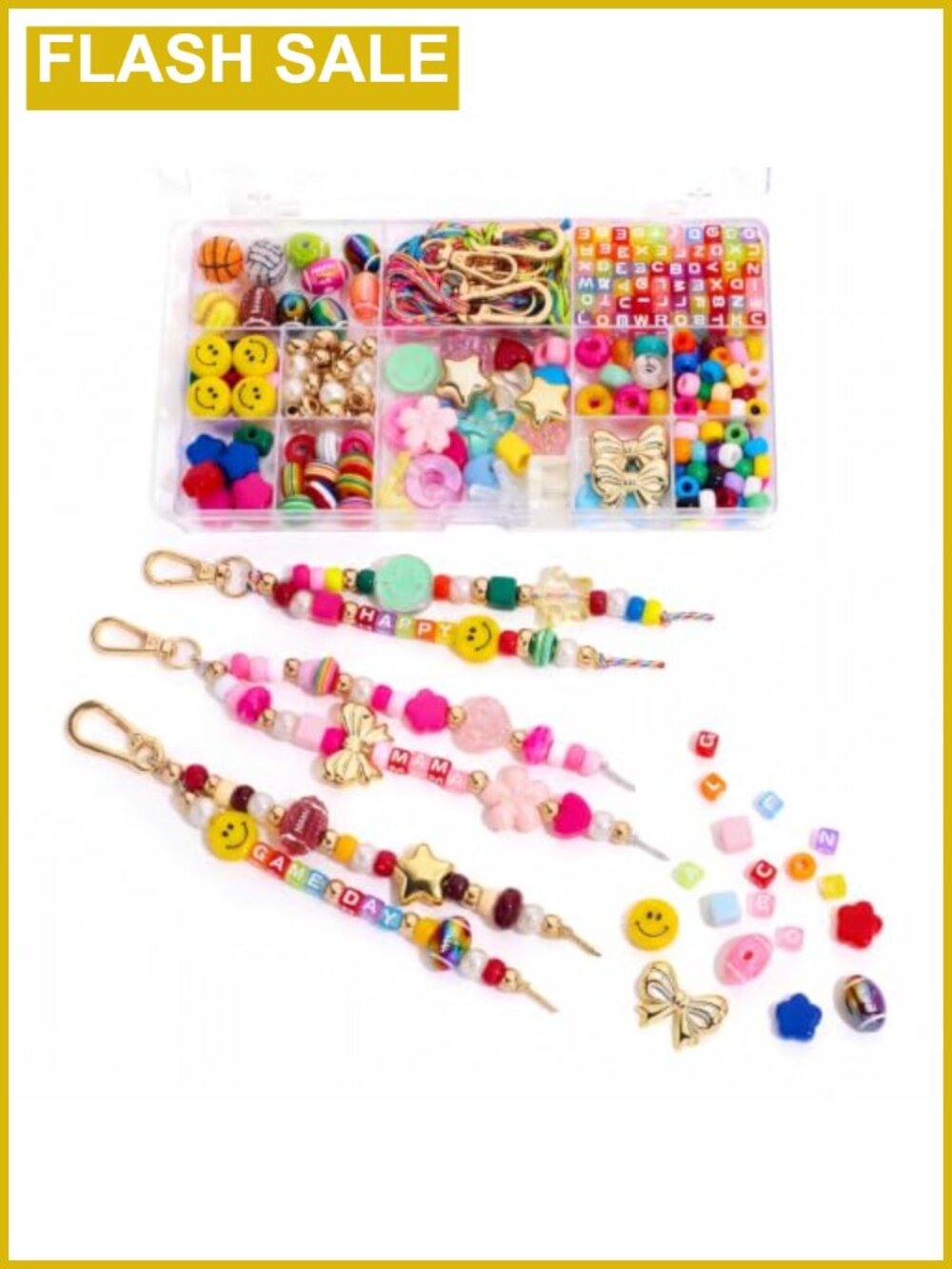 304PCS DIY Beads Keychain Making Kit Acrylic Bag Charm Maker Craft Supplies